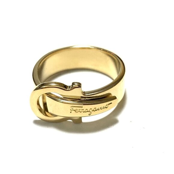 Auth Salvatore Ferragamo - Gold Hardware Scarf Ring - Picture 1 of 7